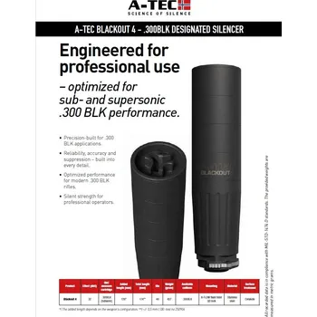 Příslušenství pro sportovní střelbu A-TEC Tlumič A-TEC, Blackout 4, Cerakote pro .300 Blackout na A-Flow Birdcage QD Lock