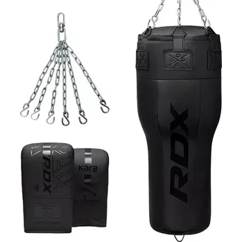 Box RDX Tvarovaný Angle Punch Bag boxovací pytel 3v1, rukavice, otočný řetěz, plněný, černý