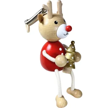 Figurka KROKIDO Sob s vánočním stromečkem - ručně malovaná dřevěná figurka na pružině