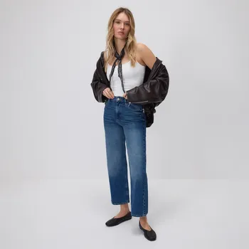 Dámské džíny Reserved - Džíny wide leg se zkrácenou nohavicí - modrá - 706IR-55J - 706IR-55J-36