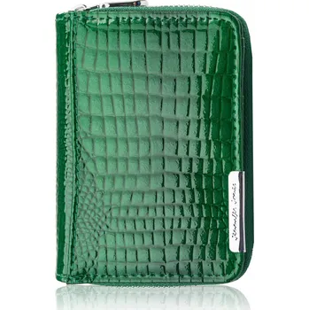 Peněženka Dámská kožená mini peněženka zelená lakovaná kůže s krokodýlím vzorem