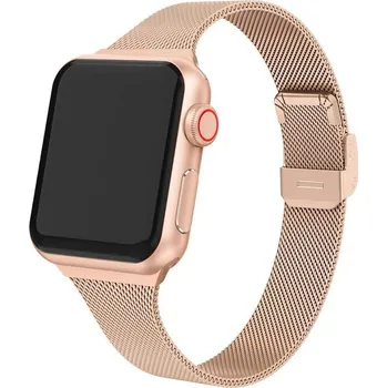 Řemínek na hodinky AW MILÁNSKÝ TAH SLIM pro Apple Watch - Rose gold Šířka uchycení řemínku: 38/40/41/42mm, Barva: Rose Gold IR-AWMTT04