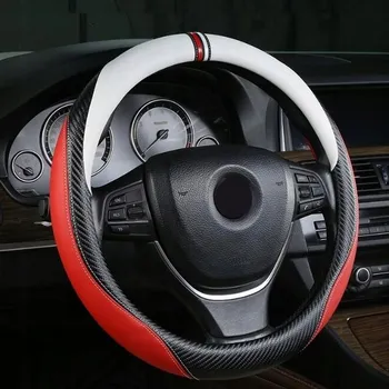 Autopotah POTAH NA VOLANT POVRCH NA VOLANT Z ČERVENÉ PU KŮŽE, DÁREK