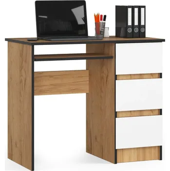 Počítačový stůl Psací stůl ZORLAN - dub craft / bílý, pravé provedení