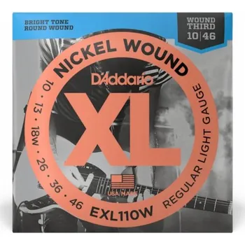 Struna pro kytaru a smyčcový nástroj Kytarové struny D'Addario EXL110W Nickel Wound