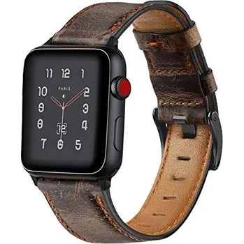 Řemínek na hodinky AW Kožený RETRO řemínek na Apple Watch - Deep coffee brown Šířka uchycení řemínku: 44/45/46/49mm, Barva: Deep Coffee Brown IR-AWKRT10