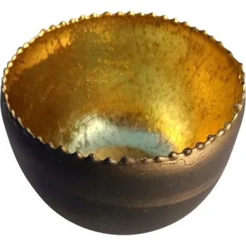 Svícen GLAMOUR SVÍCEN na čajové svíčky, BARVA ČERNÁ / ZLATÁ