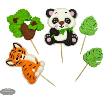 Jedlá dekorace na dort K Decor Cukrové zapichovací dekorace panda a tygr