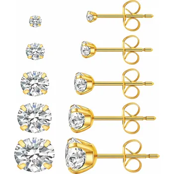 Náušnice Ocelové zlacené náušnice se zirkonem Livia - 2 mm