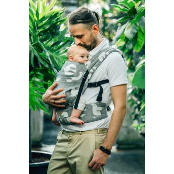 Šátek na nošení dítěte LennyLamb LennyLight - BIRDY - WHITE NOISE (68% bavlna,16% len, 16% modal)