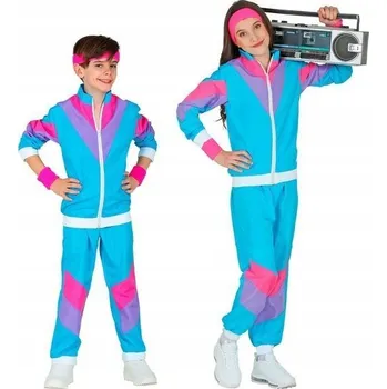 Karnevalový kostým Teplákovka Dětská, styl 80. a 90. léta Kostým Disco pro děti, modrá, velikost 128