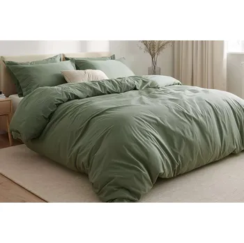 Povlečení DARRÉ Bavlněné povlečení Jednobarevné perkálové - olivové Velikost: 140 x 220 + 70 x 90