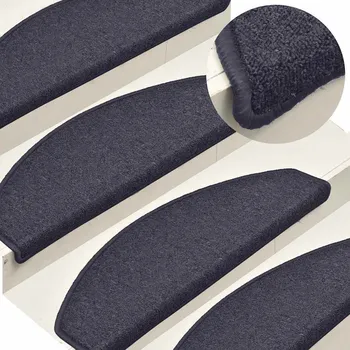 Nášlap na schod vidaXL Schodové rohože 30 ks 65 x 24 x 4 cm , půlkulaté, velké [3365757] Barva: tmavě šedá a modrá