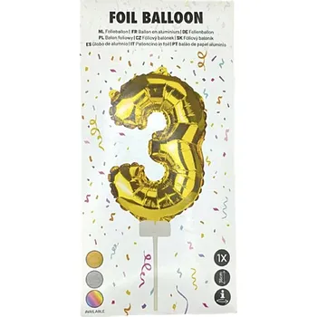 Balónek Balónek s číslem 3 zlatý 35 cm