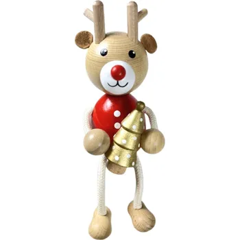 KROKIDO Sob s vánočním stromečkem - ručně malovaná dřevěná figurka