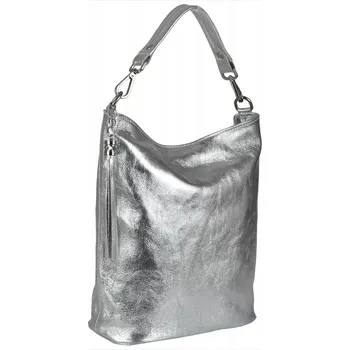 Kabelka Shopper kabelka z pravé kůže stříbrná