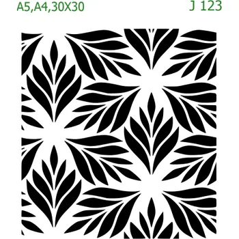 Plastová šablona pro malování - Strukturální vzory - Listová abstrakce (J123) - A5 , Nelepící folie