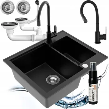 Granitový dřez Dřez jednopůlkomorový Miló Emporio granit černý