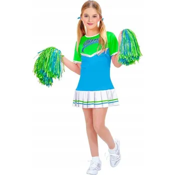 Karnevalový kostým KOSTÝM ROZTLESKÁVAČKY S BAMBULKAMI MODRÝ 158