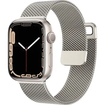 Řemínek na hodinky AW MILÁNSKÝ TAH pro Apple Watch - Magnetický - Starlight Šířka uchycení řemínku: 44/45/46/49mm, Barva: Starlight IR-AWMTH038