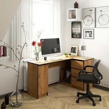 Psací stůl Rohový psací stůl SILAN - dub craft, pravé provedení