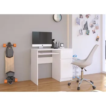 Počítačový stůl PC stůl KALRION - bílý, pravé provedení