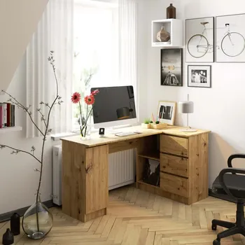 Psací stůl Rohový psací stůl SILAN - dub artisan, pravé provedení