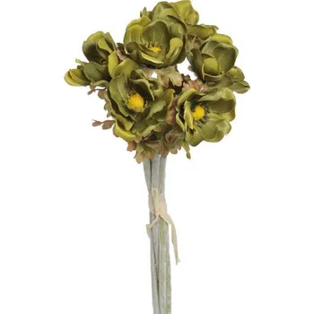 umělá květina Umělá kytice sasanek 6 ks - khaki