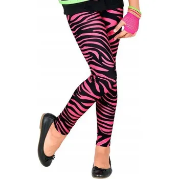 Dámské legíny NEONOVÉ RŮŽOVÉ LEGÍNY ZEBRA VZOR 80. LÉTA VEL. 140