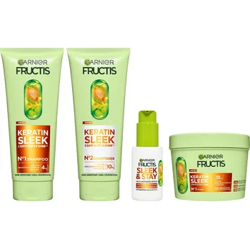 Kosmetická sada GARNIER Fructis Keratin Sleek Šampon 200 ml + Kondicionér 200 ml + Maska 370 ml + Sérum 50 ml