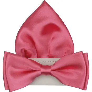 Motýlek Zářivě růžový pánský motýlek lesklý s kapesníčkem