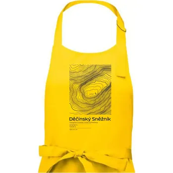 Kuchyňská zástěra Děčínský Sněžník - vrstevnice v obdélníku - Dámská zástěra na vaření - Univerzální velikost ( Žlutá )