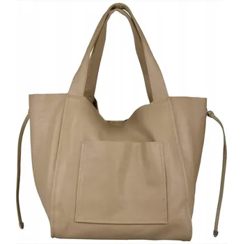 Kabelka Vera Pelle shopper kabelka z pravé kůže béžová