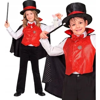 Karnevalový kostým KOSTÝM KOUZELNÍK ČARODĚJ PRO DĚTI KARNEVALOVÝ PŘEVLEK 140