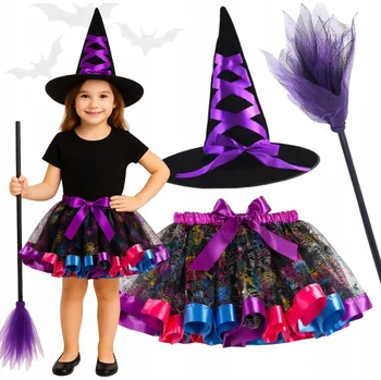 Karnevalový kostým KOSTÝM PŘEVLEK HALLOWEEN ČARODĚJNICE JEŽIBABA TUTU 104 128 CM