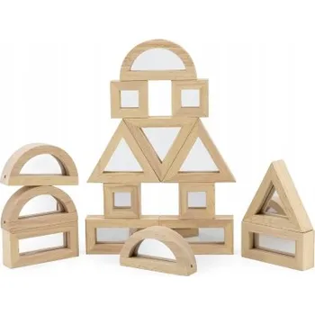 Dřevěná hračka VIGA Dřevěné Stavebnice Zrcadlové puzzle, 16 dílků
