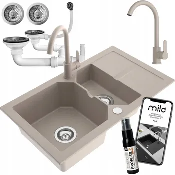 Granitový dřez Dřez jednopůlkomorový Milo Kenzo granit béžový