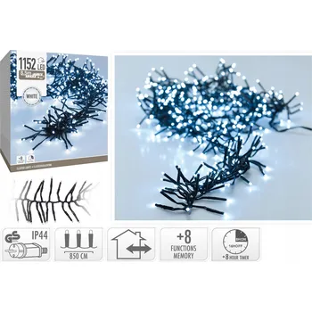 Vánoční dekorace VÁNOČNÍ OSVĚTLENÍ NA STROMEČEK SVĚTELNÝ ŘETĚZ 1152 LED ČASOVAČ STUDENÁ BÍLÁ