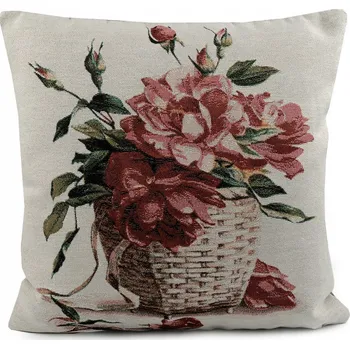 Povlak na polštářek Povlak na polštář gobelínový 45x45 cm levandule, růže přírodní