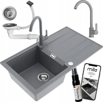 Granitový dřez Jednokomorový granitový dřez Milo Avangard šedý