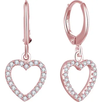 Náušnice Olivie Stříbrné kroužky SRDCE ROSE 7436 Ag 925; ≤2,4 g.