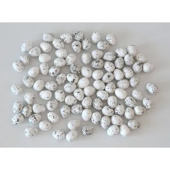 Velikonoční dekorace Vajíčka polystyrenová kropenatá mini BÍLO-ČERNÁ