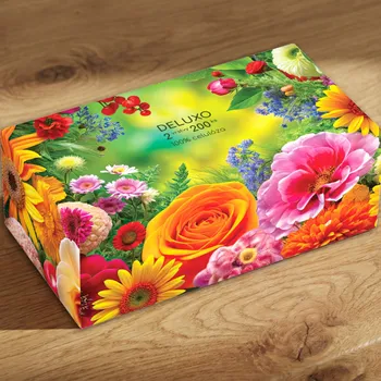 Kapesníčky Deluxo 200 ks 2vrstvé v krabičce, rozkvetlé