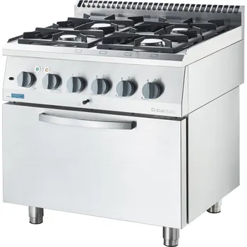 Sporák STALGAST Plynový sporák se 4 hořáky a elektrickou troubou 23,5 kW - G30 (propan-butan), 800x700x850 mm | STALGAST, Line 700