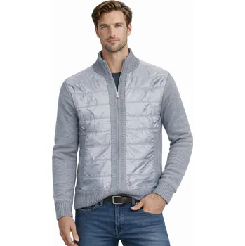 Pánský svetr Pánský svetr s rolákem M601 szary na zip, elegantní, bavlněný