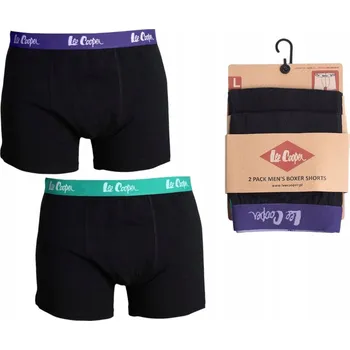 Lee Cooper Pánské bavlněné boxerky 2 kusy 9645 Černé Logo Velikost XL