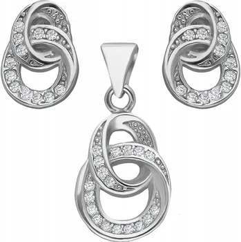 Přívěsek NÁUŠNICE A PŘÍVĚSEK SE ZIRKONY, STŘÍBRNÁ SADA
