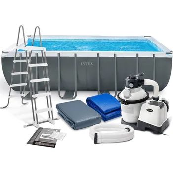 Bazén Intex Set Ultra XTR obdélníkový 549 x 274 x 132 cm + písková filtrace, žebřík, kryt bazénu, podložka pod bazén, síťka, koncovky, hadice, opravná záplata