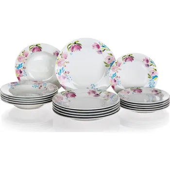 Talíř Jídelní souprava pro 6 osob s růžovými květy BANQUET talíře jídelna servis