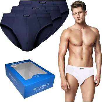 3x Pánské slipy HENDERSON slipy 100% bavlna modré TMAVĚ MODRÉ *L
